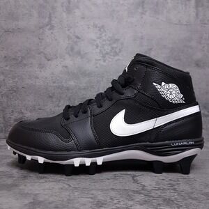 NIKE AIR‎ JORDAN 1 Mid TD Football Cleats Mens Size 9.5 Black White AR5604-001
